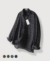 Mood Inside Vintage Wrinkle Check Shirt_4 Colors Blue Xl