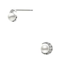Platinum Lune Akoya Crescent Moon APVA2381 PA [Vendome Aoyama] [Official] Earrings, Blanc, Pearl, Diamond, Design,