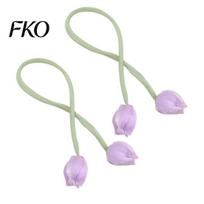 Curtain Tiebacks with Flowers 2Pcs Tulip Bud Ties, Decorative Tiebacks, Flower Versatile Ties Buds Soft Rope for Bedroom Curtains Patio Drapes Macaron violetinė