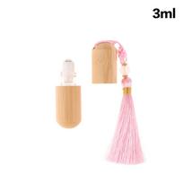2/3 ml bambukinis roll-on buteliukas eteriniams aliejams, skaidraus stiklo vidus su natūraliu bambuko mediniu apvalkalu, papildomas, skaidrus kvepalų 3ml rožinė