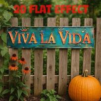 Vintage Metal Wall Sign Viva La Vida Flowers 40x10 cm for Cafe