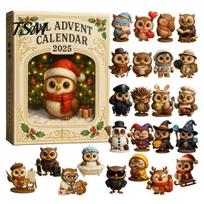 Christmas Owl Ornaments Advent Calendar 2025 24 Days Acrylic Pendants Seasonal Decorations Countdown Animal Themed Xmas Tree Hanging Decoration Set Owl