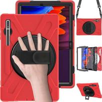 Dėklas, skirtas „Samsung Galaxy Tab S6 lite 10.4 P610 P615 Heavy Duty“ smūgiams atsparus dangtelis „S“ rašiklio laikiklis, atraminis, rankenos peties diržo dėklas S7 S8 11inch raudona