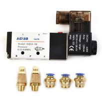 4V210-08 Solenoid Valve DC 24V 5 Port Male Connectors Control Mufflers