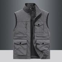 Spring and Autumn New Vest Men's Soil Outdoor Leisure Middle-aged and Young People Vest Vest Vest Vest Sports Jacket M pilka spalva
