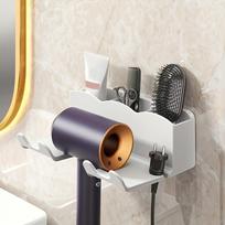 1PC 2-in-1 Wall Mounted Hair Dryer & Comb Storage Rack, Clear Slot for Hair Dryer & Comb Display, (No Screws Required/Easy to Install) 1PC balta