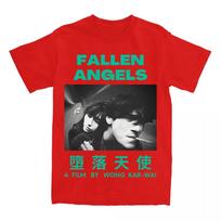 Fallen Angels Retro Fashion Graphic Printing T-shirt Comfortable High Quality Round Neck Casual Funny T-shirt Men/women Tees Band T-shirt summer Tops XS raudona