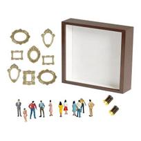 DIY Mini Museum Box with Small Golden Frames Figurines Lamps Photo Frame Shadow Box Family Memory Display Case Home ruda