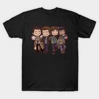 Men Black Print T-shirt Supernatural Buddies No-Cut Transfer Paper Print Cotton Tshirt S juoda