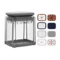Large Capacity Vegetable Chopper French Fry Cutter, with Large-Capacity Visible Box, Stainless Steel Blades Multi-function Quick Press Sets