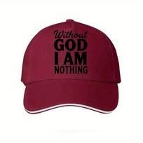 Without God I Have Nothing Embroidered Baseball Cap  Lightweight Breathable Polyester Fabric  Everyday Wear and Religiou Adjustable