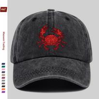 pc Red Crab Print Trucker Hat  Adjustable Snapback Cap Suitable for Men  Women Lightweight Vintage Washed Crab Beach Party 1pc black