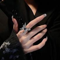 Y2K Vintage Gothic Metal Liquid Shape Butterfly Adjustable Rings For Women Fashion Aesthetic Anime Ring Punk Halloween Jewelry resizable
