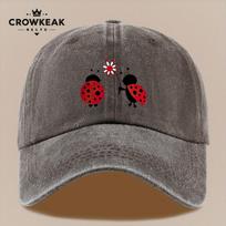 pc Ladybug Print Pattern Baseball Cap Unisex Vintage Distressed Trucker Hat with Adjustable Size Outdoor Casual Bucket Hat fo 1pc