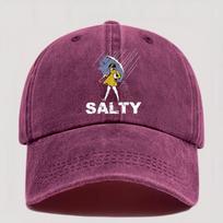 Adjustable Vintage Washed Baseball Cap with Umbrella and SALTY Print  Unisex Fashionable Streetwear Ideal for Gifts