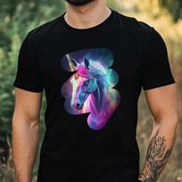 Marškinėliai vyrams Holografinis vienaragis Raštas Medvilnė Dydis XS iki 5XL XS blue