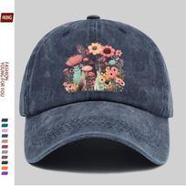 Floral Mushroom Garden Baseball Cap Washed Cotton Adjustable Outdoor Aesthetic Trucker Hat One Size
