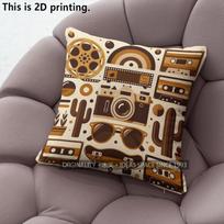 Retro Vintage Nostalgic Camera Cassette Decor Pattern Cushion Cover Suitable For Sofa Bedroom Car Pillow Cover 40x40cm