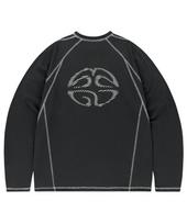 Maha Grid Curved Stitch Ls Tee Charcoal(Mg2Esmt565A) Charcoal/L