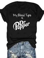 My Blood Type Is Dr Pepper Printed Unisexs Tshirt Polyester Breathable Tee Oneck Summer Casual Short Sleeved Unisexs Clothing S