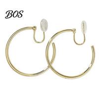 Electroplated Ear Cuffs 1 Pair Clip Hoop Earrings for Women, Large Chunky Exquisite Circle Earring, Minimalist Coil Non Pierced Clips Fine Workmanship S auksinė