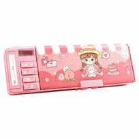 Automatic Pop-Up Mechanical Stationery Box Password Lock Pen Box Stationery Organizer  Students 2 pink