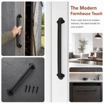 Carbon Steel Cabinet Handle Black Grab Bar Durable Barn Door Handle  Cabinet Door