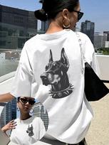 Ladies Casual Short Sleeved TShirt Doberunisex Print Short Sleeved Shirt Loose Round Neck SpringSummer Top S