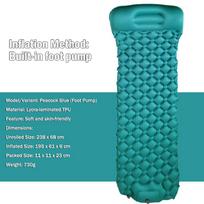 Inflatable Air Mattress with Built-in Pump TPU Material Waterproof Portable Foldable Camping & Picnic Sleeping Pad 195cm*61cm*6cm povo mėlyna spalva