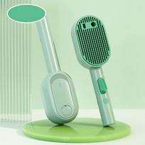 Pet Steam Hair Removal Brush Stainless Steel Needles One-click Cleaning Button Cat Care Massage Grooming Comb žalia
