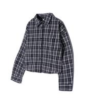 Viva Brown 85-Viva098 Neutral Palm Crop Long Sleeve Check Shirt Black Black/Free