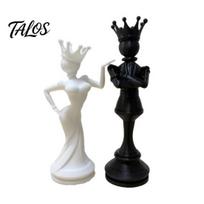 King Queen 2 Pcs Chess And Statue, 3D Printed Abstract Artistic Set Decor Figure, Modern Piece Sculpture for Living Room, Bookshelf, Office Cabinet 1 Set