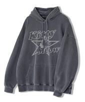 Under Off Pigment Oversized Kitty Star Hoodie Charcoal/S