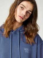 Moz Moz Small Logo Embroidery Pigment Hoodie Oversized Navy 1