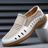 Head Layer Cowhide Leather Shoes Cave Shoes Casual Wear-resistant Breathable Non-slip Oxfords Outsole Soft Men's Sandals 44 balta