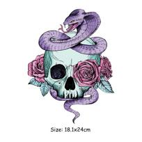 Patches For Clothing Snake Skulls Heat Press Appliqued T-Shirt Diy Parches Ropa Clothes Stickers Heat Transfer Vinyl