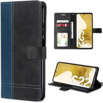 Case for Samsung Galaxy S22 Anti-Scratch PU Leather Navy Blue-Black Two-Tone