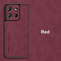 Prabangus PU odos telefono dėklas Motorola Moto Edge 50 Edge50 5G, silikoninis, visiškai apsaugotas Moto Edge 50 raudona