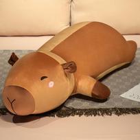 Large soft capybara throw pillow plush toy doll Kapibara doll girl soothing doll 80cm（0.9kg） brown