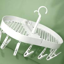 Rotatable Drying Rack 360 Degree Rotation Small Hooks Foldable Clip Drip Hanger for Home Dormitory Beige smėlis