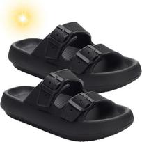 Dvigubos Sagtys 4cm Storio Itin Amortizuojantys Sandalai Šlepetės Minkštos Paslydimui Atsparios Šlepetės Vyriškos Neslystančios Dušo Šlepetės Vonios Šlepetės Vasarinės Paplūdimio Šlepetės 36-37 juoda