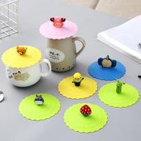 6PCS Cute Silicone Cup Cover - Suction Seal Lid for Coffee Mug yellow