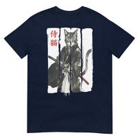 Samurai Cat Warrior Ink Japanese Ukiyoe Art Katana Animal Tshirt S