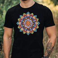 T-Shirt Herren Lebendiges Mandala Motiv Baumwolle Größe XS bis 5XL S