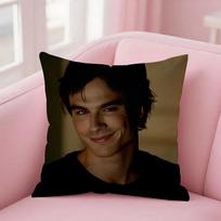 Damon Salvatore The Vampire Diaries Pillow Case Square Double-Sided Printing Short Plush Sofa Cushion Cover Bedroom 30x30cm