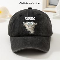 Tornado Graphic Washed Baseball Cap Cotton Curved Brim Adjustable Outdoor Cap for Boys and Girls One Size