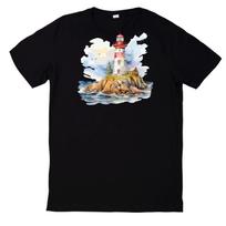 T-Shirt Aquarell Leuchtturm Motiv Baumwolle M