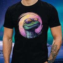 T-Shirt Herren Krokodil mit Sonnenbrille Motiv Baumwolle Größe XS bis 5XL XL