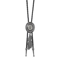 Leather Rope Western Cowboy Hat Necklace Unisex Metal Feather Necktie  Western Style sidabras