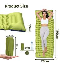 TPU Air Camping Inflatable Mattress Foldable Portable Lightweight Foot-Pump Super Elastic Composite Outdoor Mat Single žalia